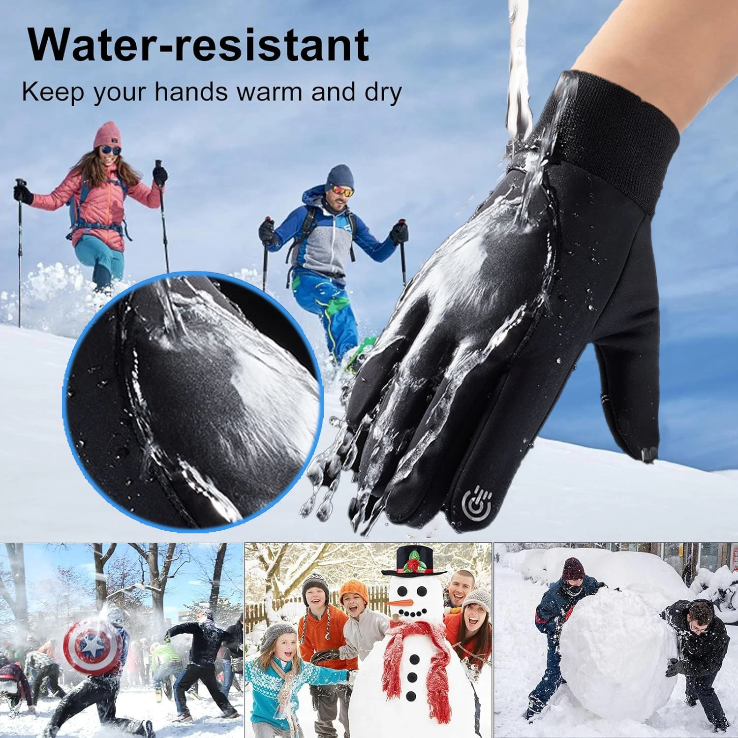 

Winter Gloves Men Thermal Warm Fleece Touchscreen Driving Bike Running Motorcycle Hiking Snow Cold Weather for Driving/Cycling