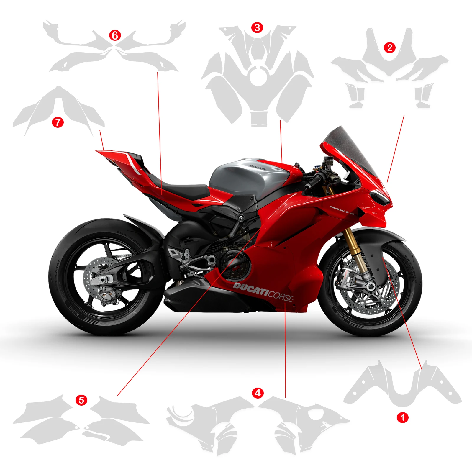 For Ducati PANIGALE V4R 2026 PPF Motorcycle TPU Paint Protection Film Anti-scratch Kit Panigale V4R Fairing Protective Parts