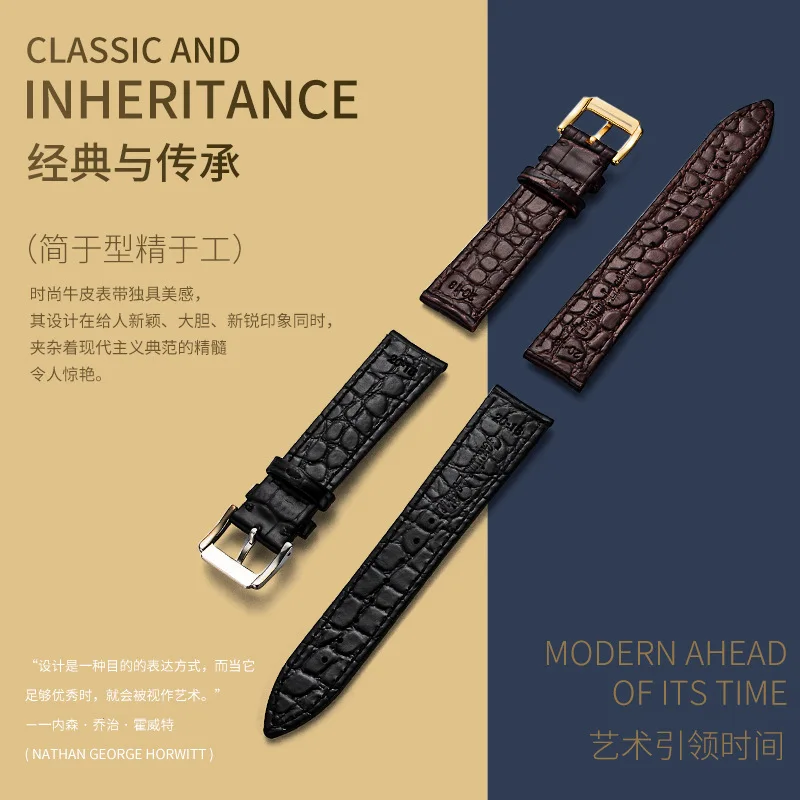 Crocodile Pattern Cow Leather Watch Band 12mm 14mm 16mm 18mm 19mm 20mm 21mm 22mm 24mm Wrist Strap Waterproof Sweatproof With Box