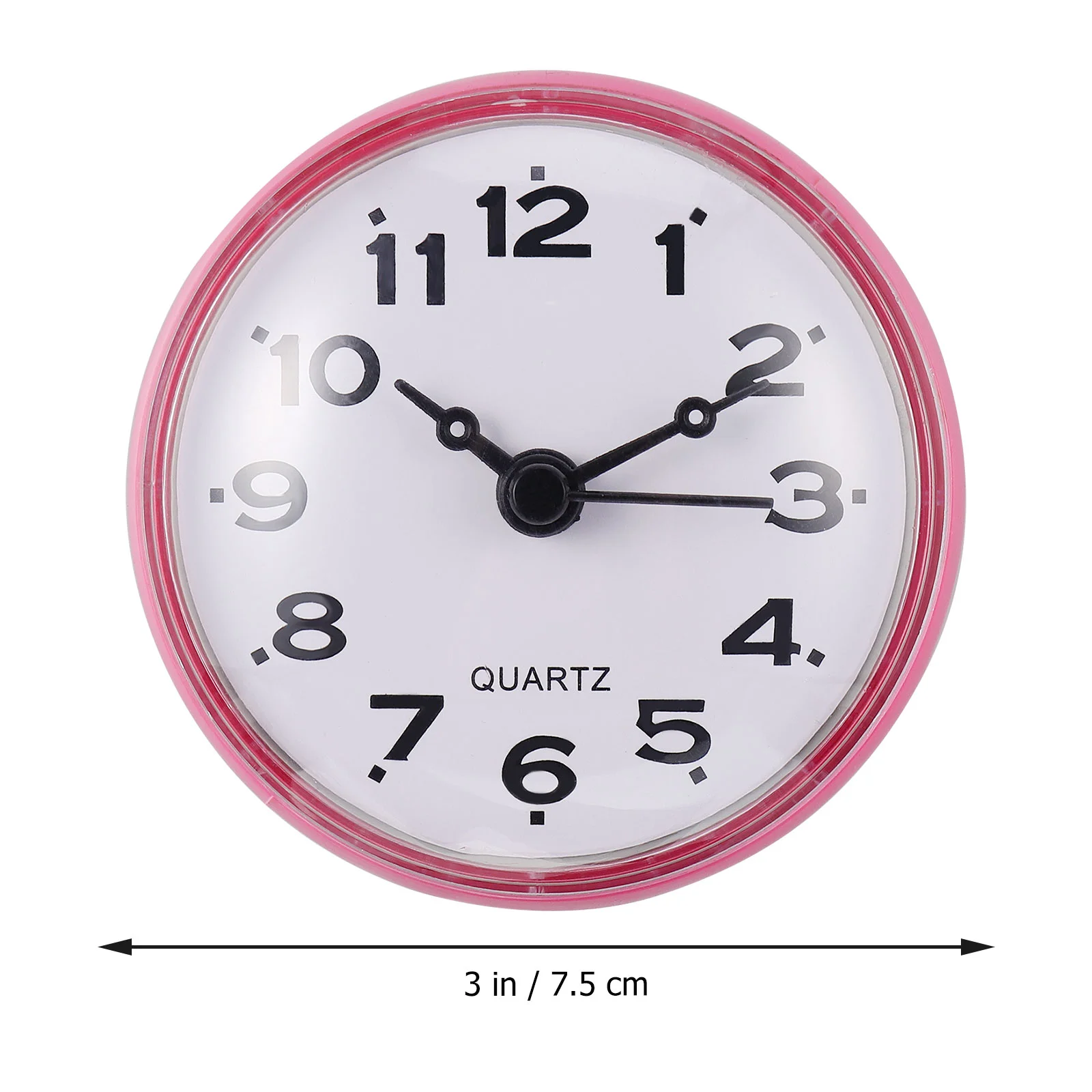 Waterproof Bathroom Clock PVC Cup Wall Operated Round Mini Attach Mirror Anti Fog Silent Design Easy Time Check Bath