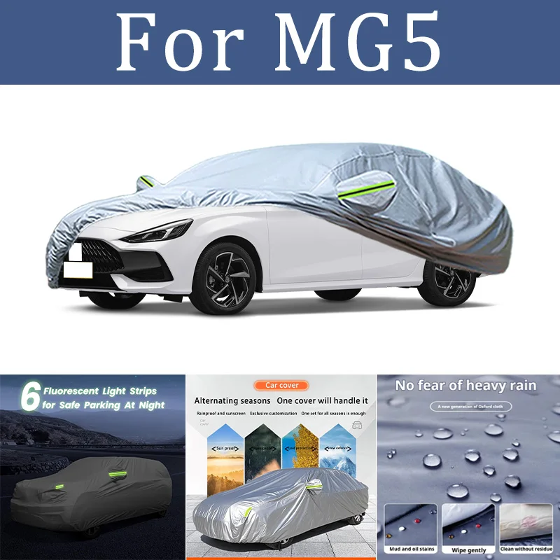 

For MG5 Car Cover Full Exterior Silvery Black Auto Cover Sunshade Dustproof Protection With Reflective strips cars accessories