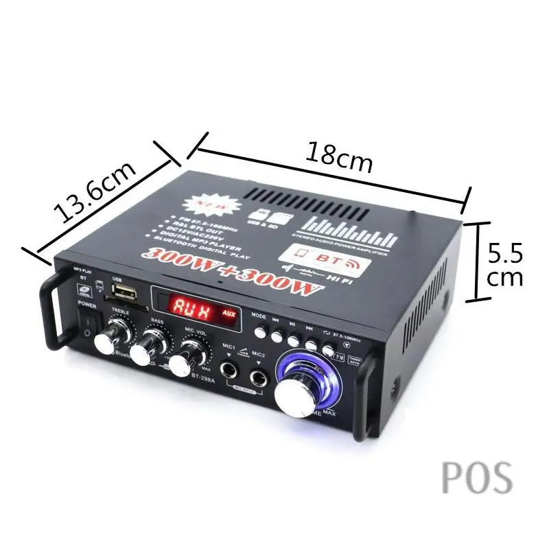 

600W Bluetooth Stereo Audio Amplifier Car Home Hifi Music SD USB FM AMP 12V/220V-POS