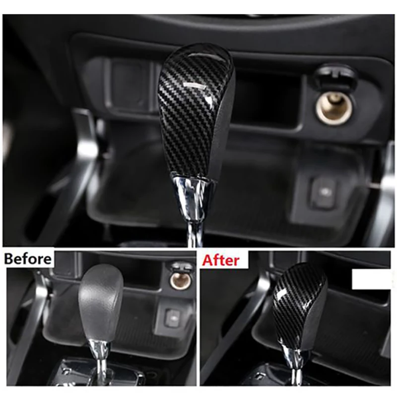 for Nissan Navara NP300 2015-2020 Car Gear Shift Knob Frame Panel Decoration Cover Trim Sticker Accessories,Carbon Fibre