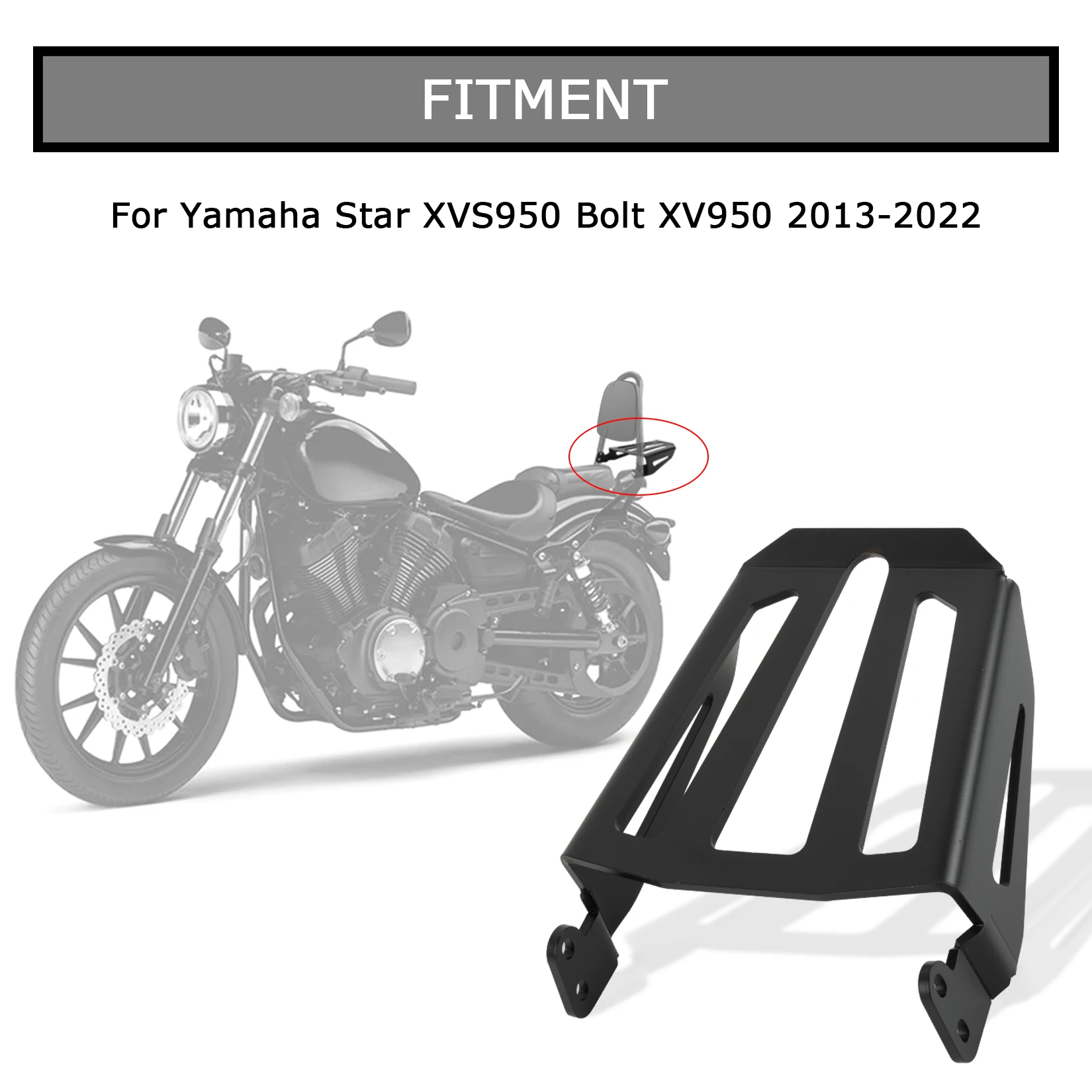 Motorcycle Backrest Sissy Bar Luggage Rack for Yamaha Star XVS950 Bolt XV950 2013 2014 2015 2016 2017 2018 2019 2020 2021 2022