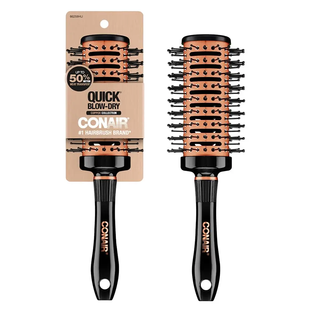 

Vented Copper Round Brush for Quick Blow Drying and Styling, Snag-Free Bristles
