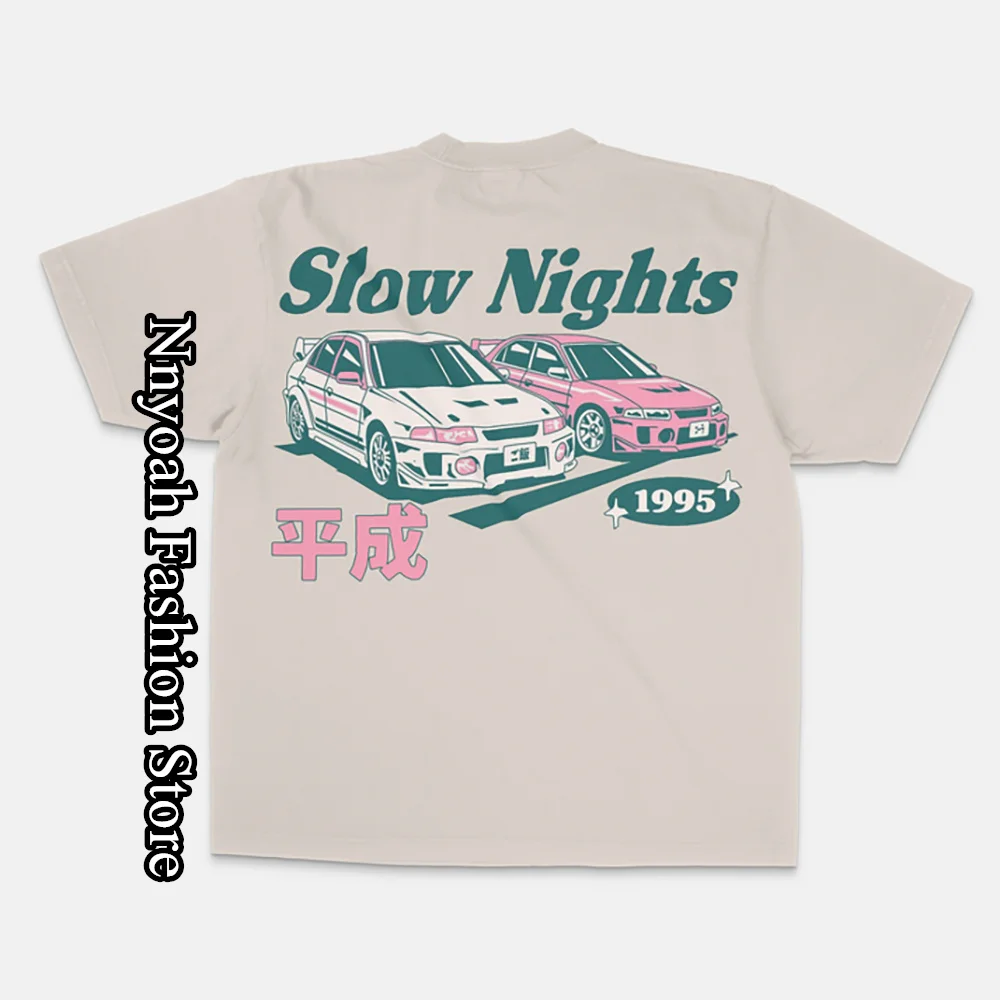 Summer Men Women Slow Nights T-Shirt Fashion Cotton Tops Tees Kids Vintage Car Graphic Clothing Daily Casual Stylish Streetwear
