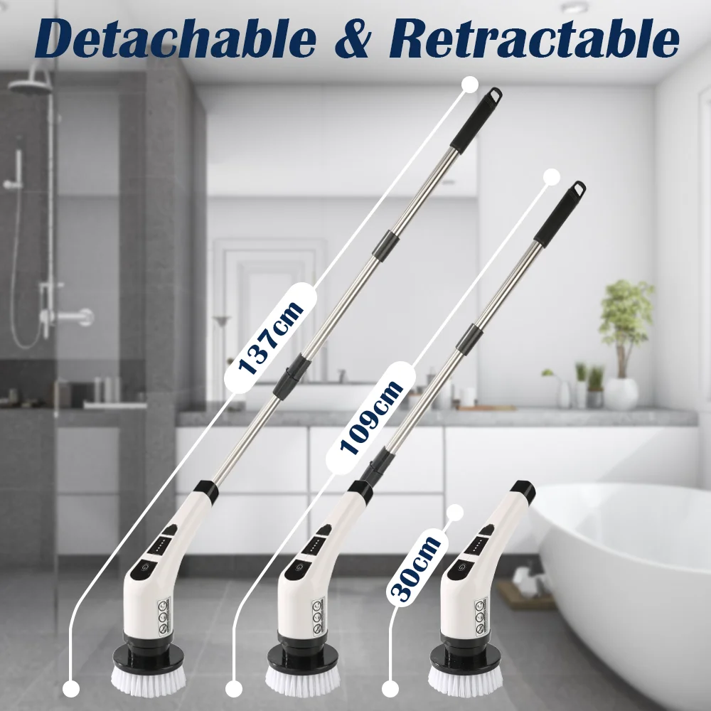 ชุดอุปกรณ์ทำความสะอาดไฟฟ้าด้ามยาวในครัวเรือนมัลติฟังก์ชั่นไร้สายแบบชาร์จไฟฟ้าเครื่องมือแปรงทำความสะอาดห้องครัว