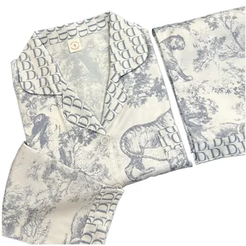 Ins Stijl Lente En Herfst Ijs Zijde Pyjama Vrouwen Senior Senioren Slaapzaal Dunne Lange Mouw Trend Zijden Huis Jurk Set