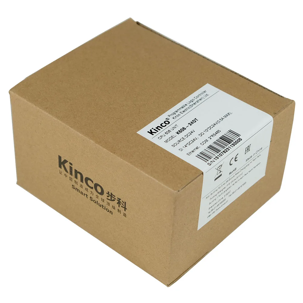Controlador de programación de puerto Ethernet Kinco K6 serie PLC K606-24DT 14DI 10 * DC24V de salida de alta velocidad