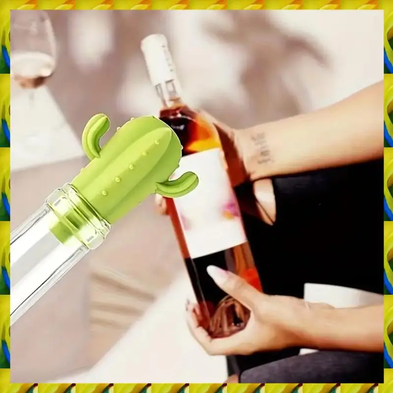 WFF – bouchon de vin en Silicone Cactus, 4 pièces, joint de conservation de la fraîcheur pour bouteilles de Champagne et de vin rouge, accessoire de boisson