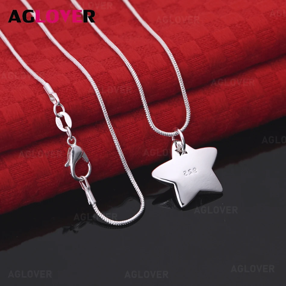 AGLOVER 925 فضة مصقول ستار قلادة قلادة أنيقة ونبيلة المرأة مجوهرات هدية عيد الميلاد الملحقات #1