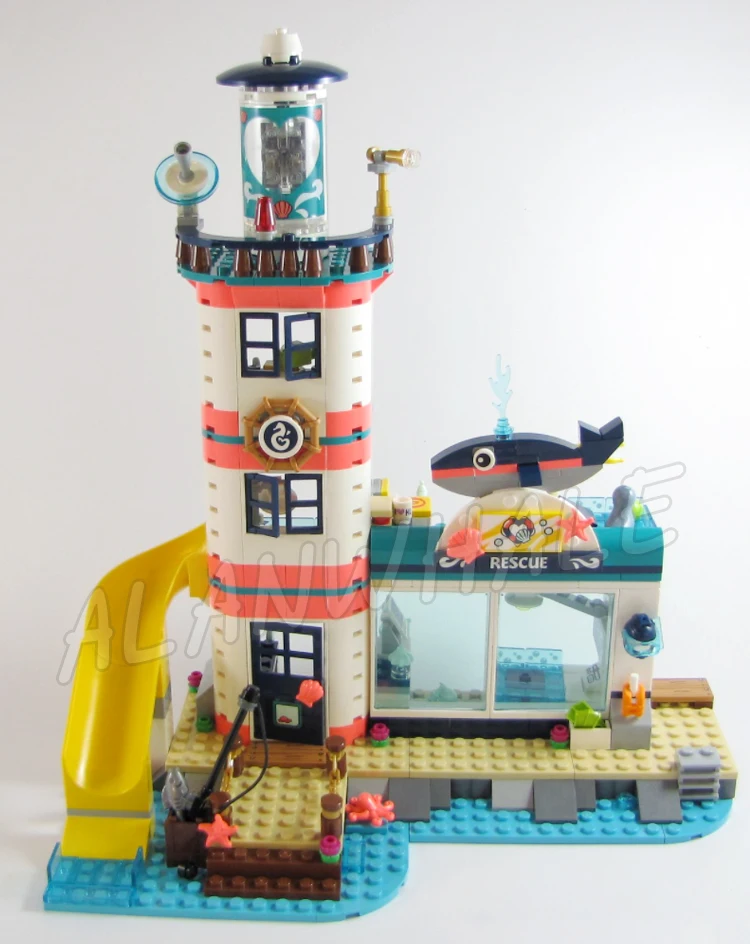 639pcs Friends Lighthouse with Floodlight Rescue Center Water Scooter Lab 11372 Building Blocks toys Compatible With Model