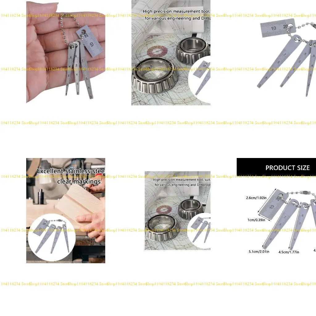 

P9FB Multipurpose 4Pcs Steel Tapered Gauge Set for DIY Project High Precisions Feeler Hole Tapered Ruler Measuring Tool