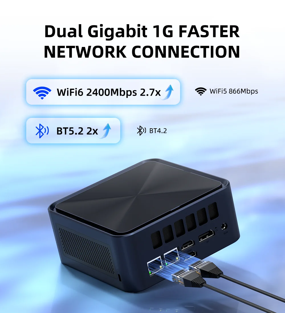YCTipc Mini PC AMD Ryzen 7 6600U LPDDR5 1TB M.2 SSD Computadores de mesa com suporte para exibição 4K HDMI/WiFi6/USB3.2/Escritório