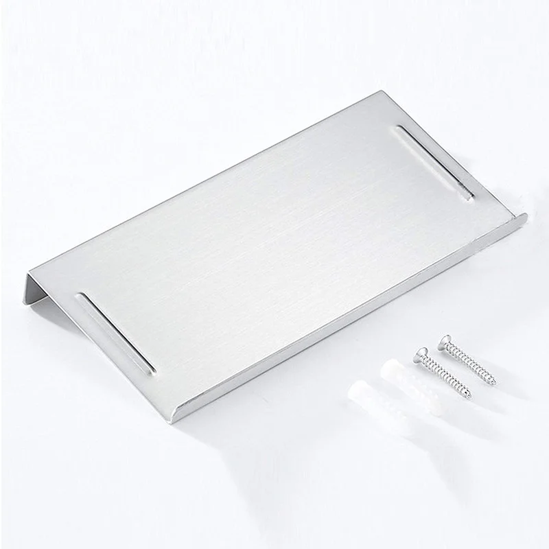 مرحاض حمام مثبت على الحائط من الفولاذ المقاوم للصدأ ، حامل هاتف صغير ، نمط مانع للانزلاق ، لمسة نهائية مصقولة بالفضة