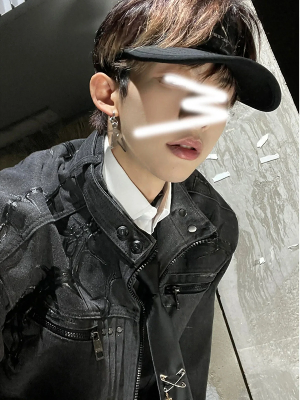 

American Sle Men's Bla Denim Jaet ort Faionable Autumn Winter Baseball orm Cotton Polyester Blend Jaet