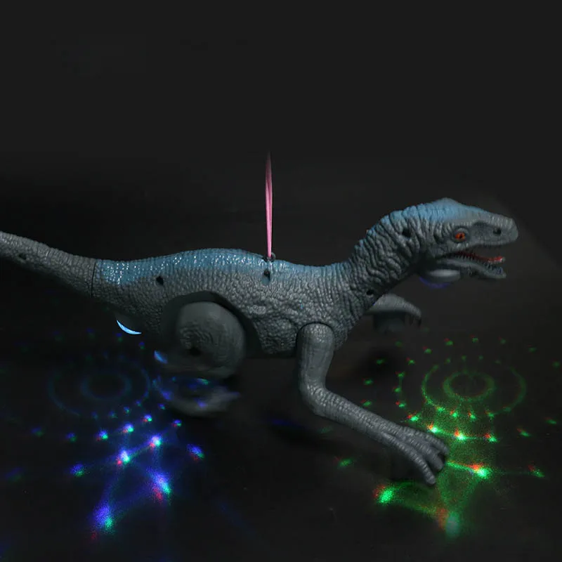 New Electric Simulation Dinosaur Toys Sound Effects Lights Walking Velociraptor Toys Boys Pull String Dinosaur Toys
