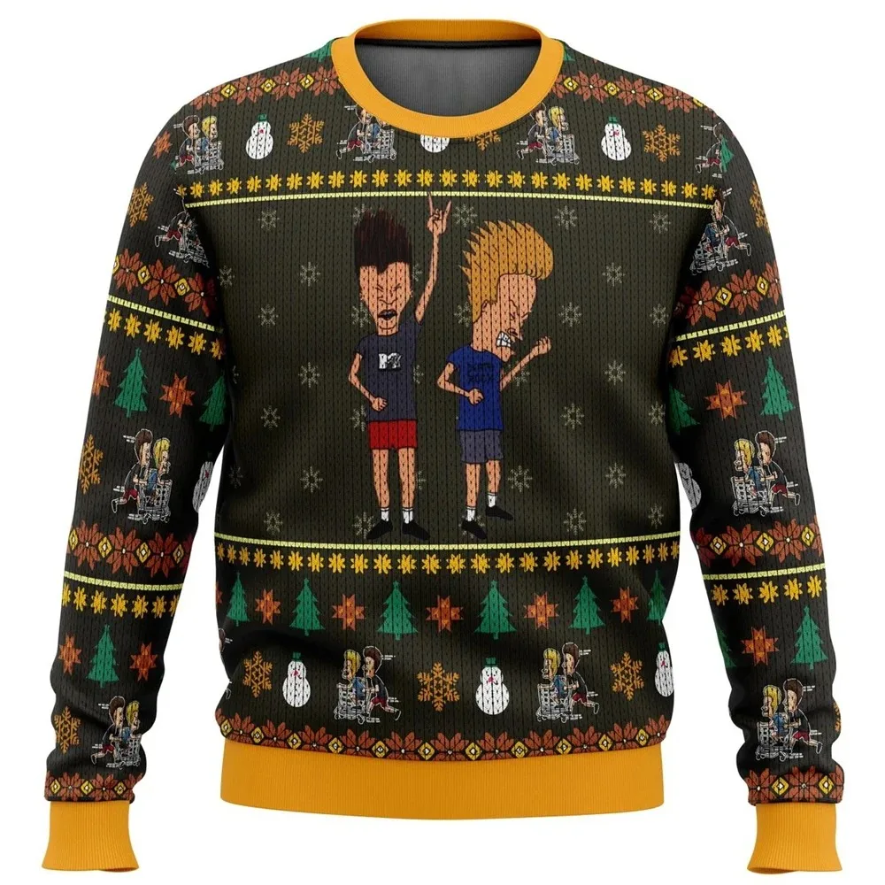 Beavis And Butthead Do Christmas Ugly Christmas Sweater Christmas Gift Santa Claus Pullover Men 3D S