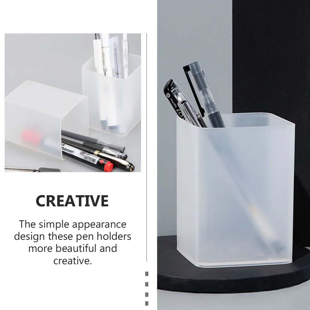 4 قطعة حامل أقلام تخزين منظمات أقلام رصاص بلاستيكية مربعة شفافة لحاويات القرطاسية المكتبية المدرسية المكتبية