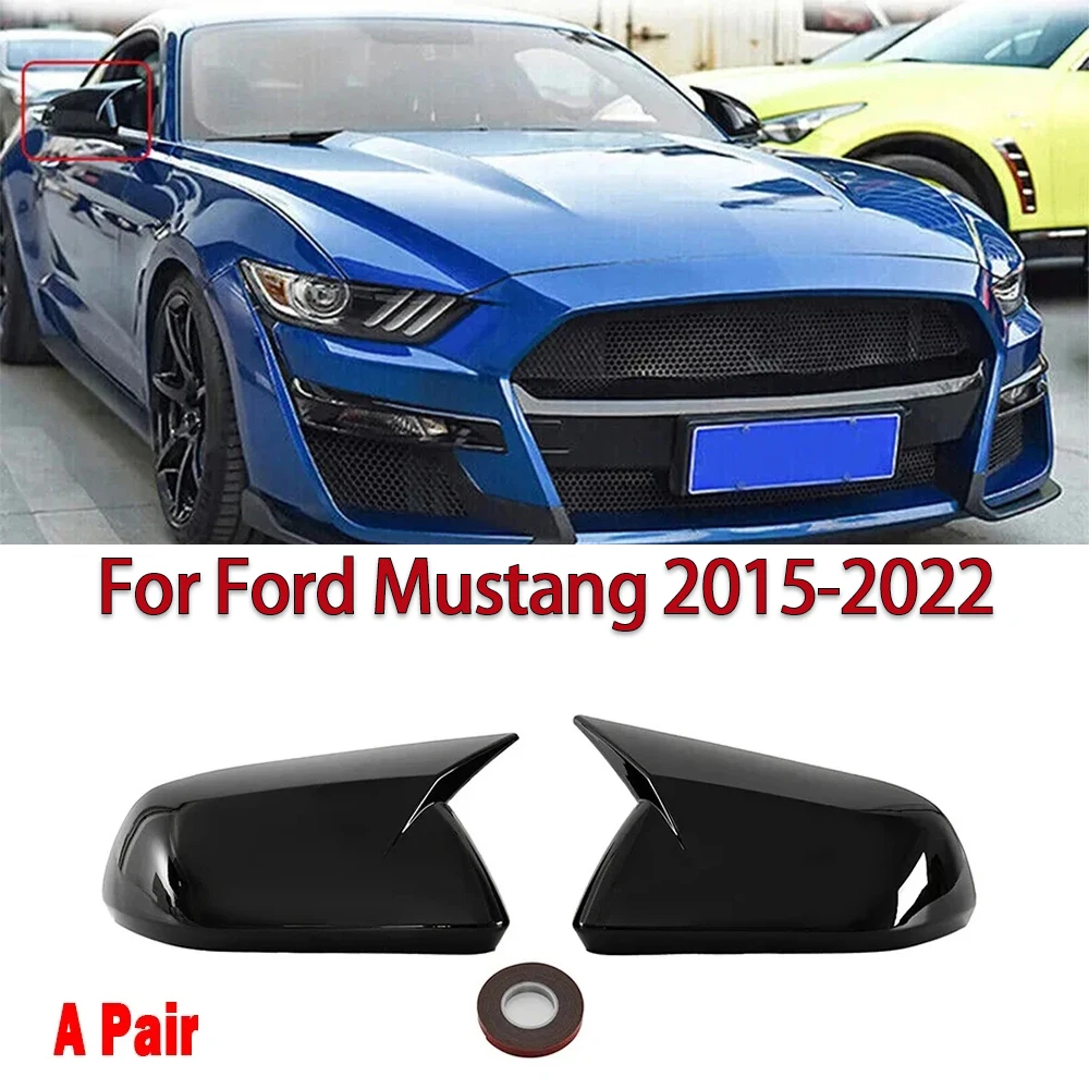 

Car Rearview Side Mirror Cover Wing Cap Exterior Door Rear View Case Trim Sticker For Ford Mustang 2015-2022 Car Accessories