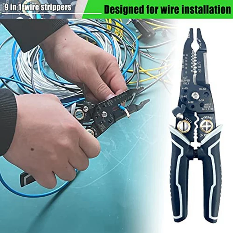 9 In 1, 8 Inch Wire Cutting Tool Parts For Wire Stripping Cutting With Wire Splitting And Winding Function