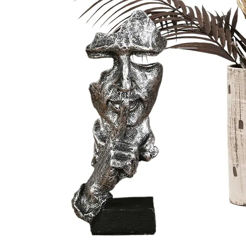 Keep Silent Statue Abstract Art Thinker Sculpture Resin Sculptures Silent Men Decorative Objects Face Figurine For Table Shelf