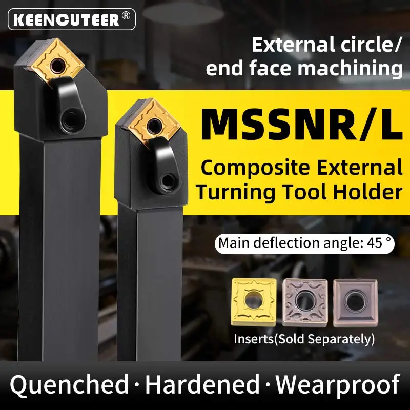 

1pc MSSNR1616H12/2020K12/2525M12 External Turning Tool Holder with SNMG Carbide Inserts CNC Lathe Tool Set