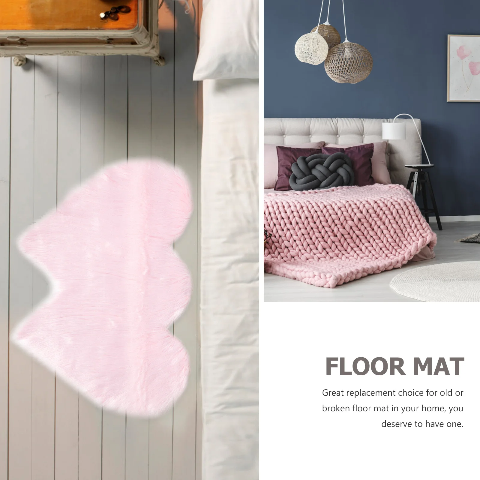 

Double Heart Shaped Faux Area Rug Imitation Wool Soft Floor Mat For Home Decor Bedroom Living Room Entryway Lightweight Washable