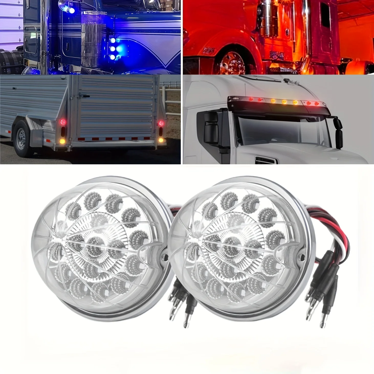 

2Pcs Dual Revolution 17 LED Watermelon Light for Semi Truck to Purple Auxiliary Light, Underglow Light