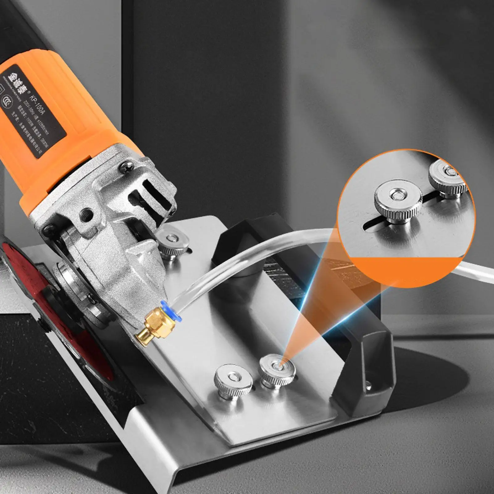 

Angle Grinder Holder with Nonslip Grip for 45 Degree Tile Chamfering in Home Projects