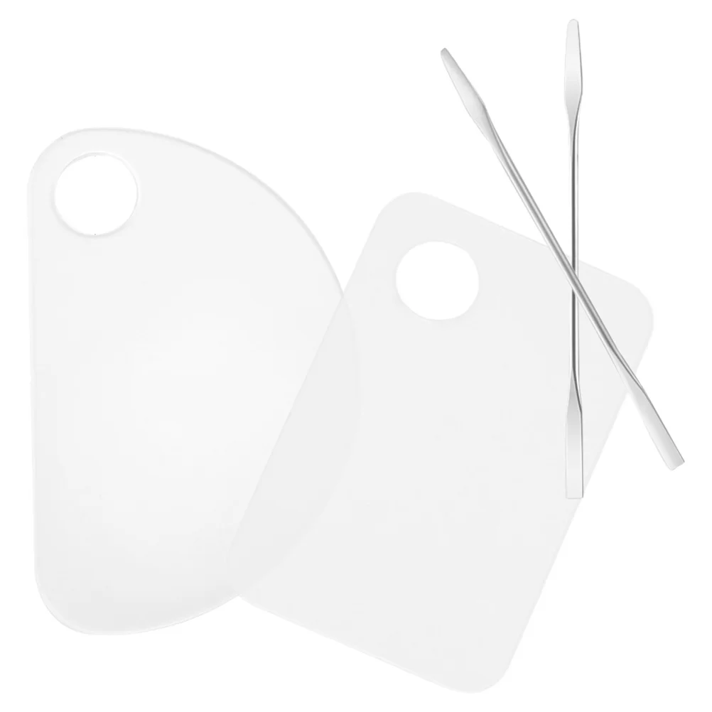 2 세트 메이크업 믹싱 팔레트 세트 투명 재사용 가능한 블렌딩 트레이 파운데이션 아이섀도우 컬러 믹싱 도구