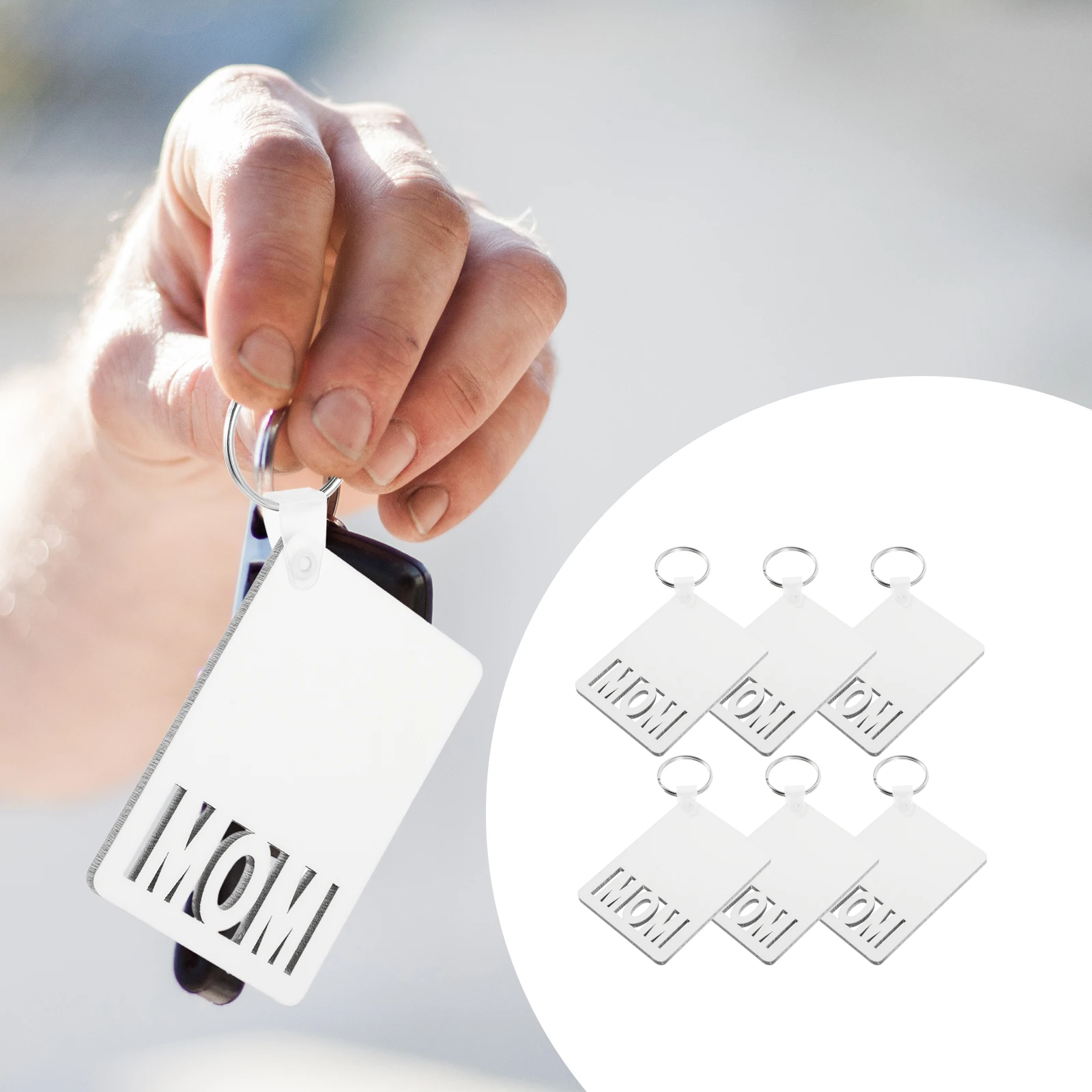 6 ชิ้นสร้างสรรค์ DIY ระเหิดพวงกุญแจว่างเปล่าพวงกุญแจสําหรับของขวัญส่วนบุคคลตกแต่งแม่