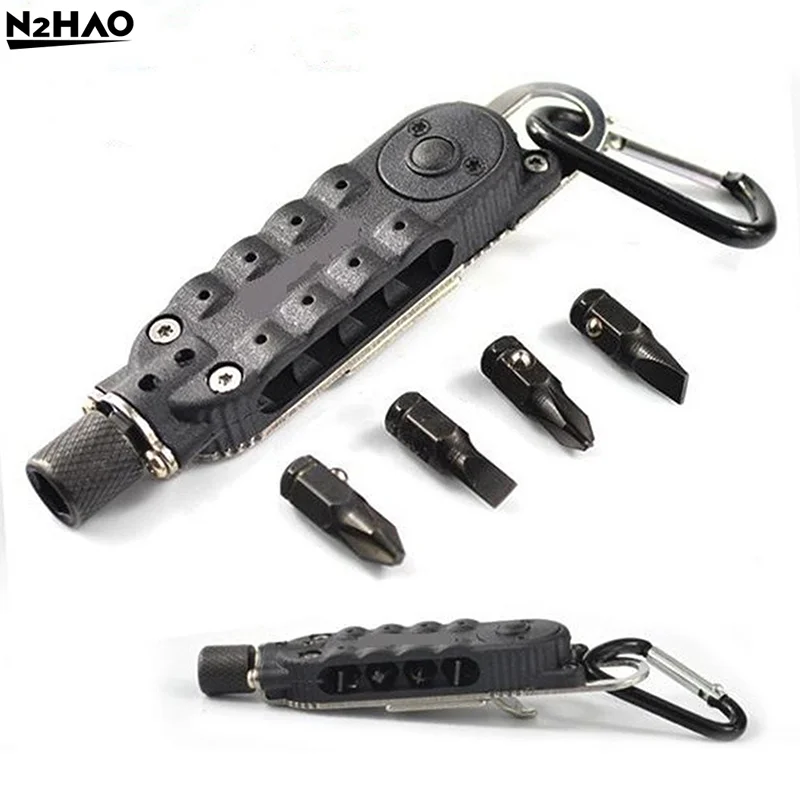 1PC Multi-purpose Screwdriver Multifunctional Mini Screwdriver Outdoor EDC Keychain Shape Screwdriver Portable Steel Repair Tool