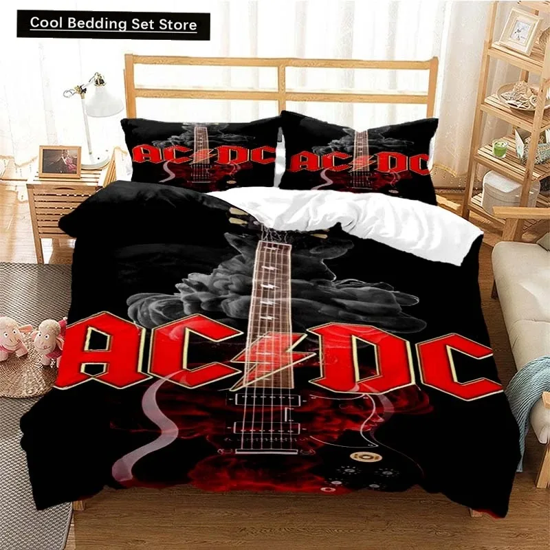 

2024 Fashion AC_DC Rock Band Bedding Set Boys Girls Twin Queen Size Duvet Cover Pillowcase Bed Kids Adult Fashion Home Textiles