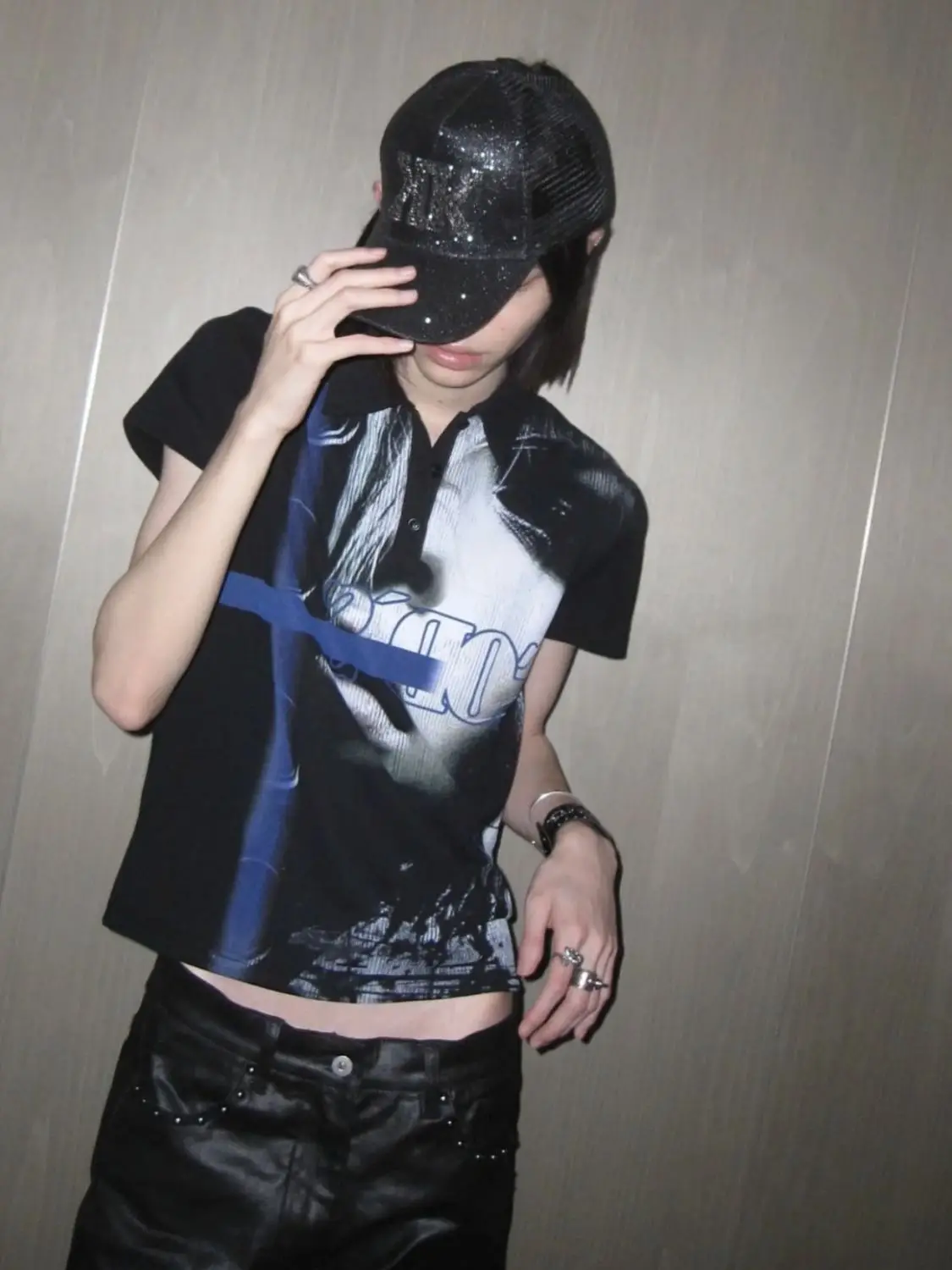 Men Women Light Subculture Graphic Portrait Printed Top Fixed Shoulder Slim Street Style Casual Summer T Shirt