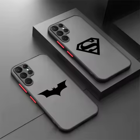 Superhero B-Batmans S-Supermans Frosted Translucent For Samsung Galaxy S24 S23 S22 S21 S20 FE S10 S9 S8 Plus Ultra Pro 5G Back