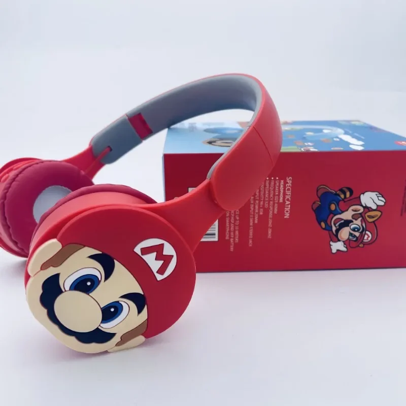 Super Mario Stereo Headset Bluetooth Headset Opvouwbare Draadloze Cartoon Game Headset Anime Stereo Muziek Bluetooth Headsets