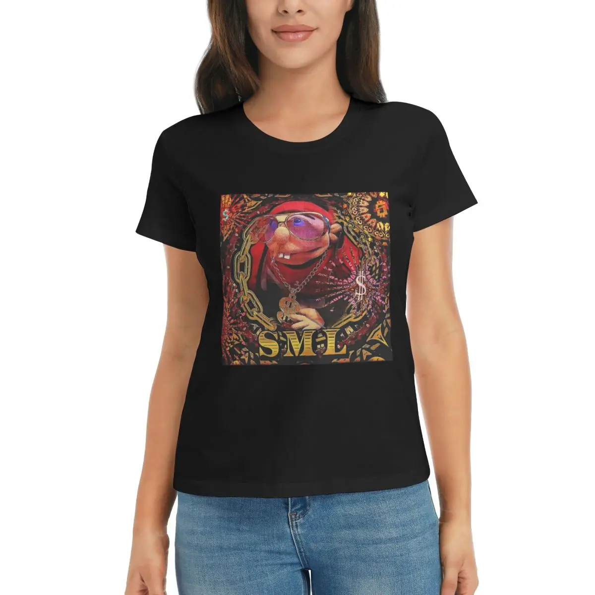 

Женская футболка Sml Jeffy Rapper V3, летние футболки с короткими рукавами, хлопковые футболки с круглым вырезом, одежда, топы, уличная одежда