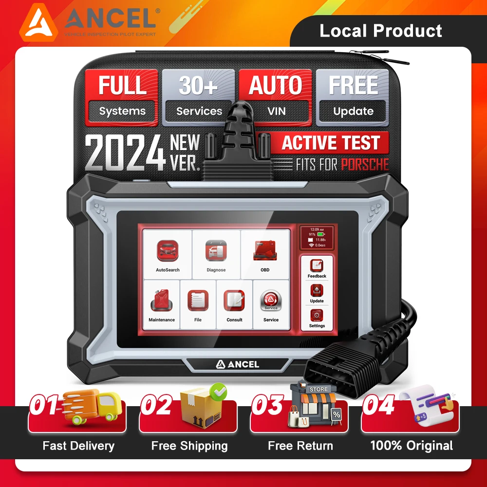 

ANCEL DS160 Bidirectional Scan Tool fits for Porsche Full System Code Reader OBD2 Scanner 30+ Reset Car Diagnostic Tools