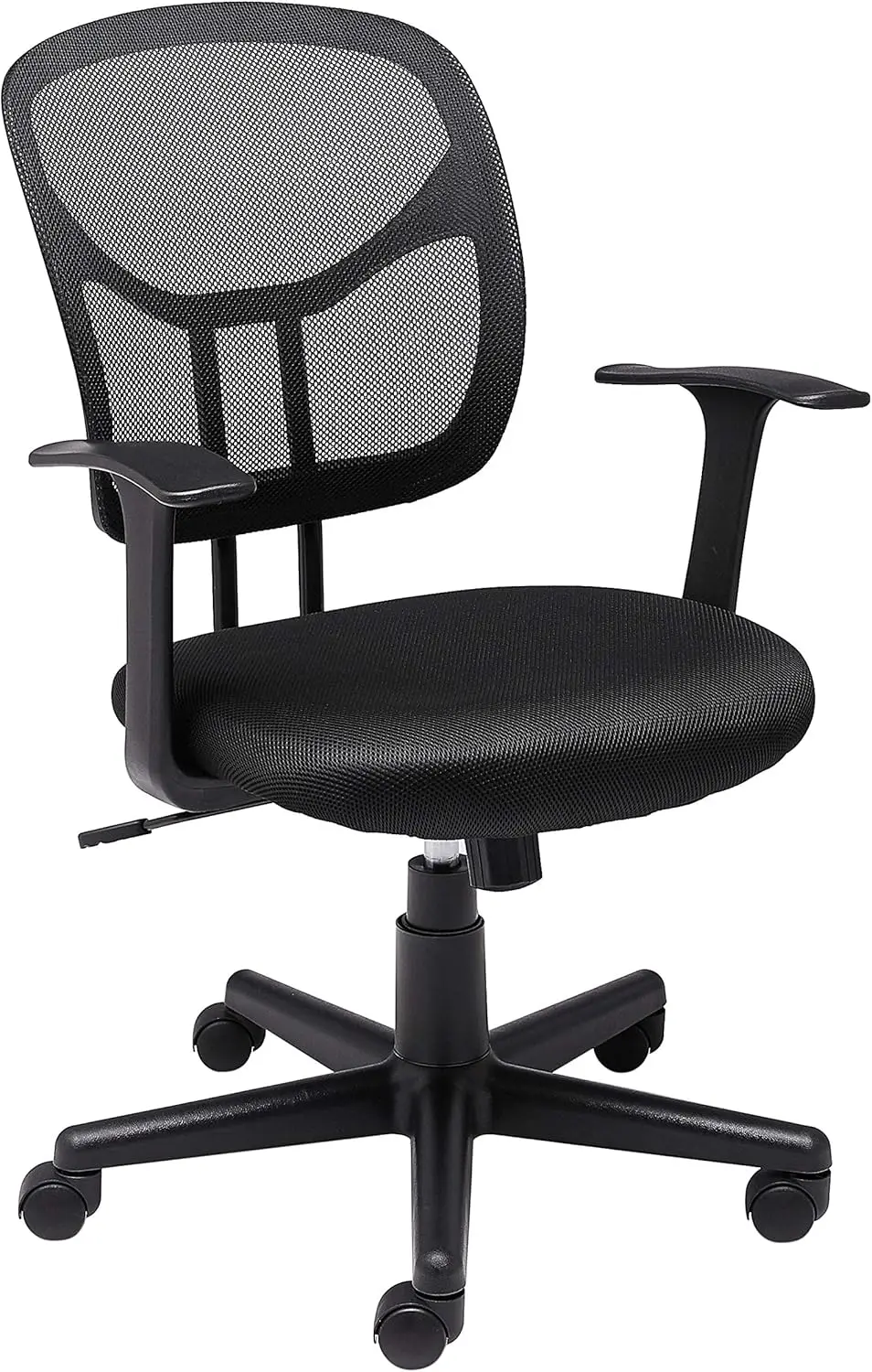 Basics Mesh Mid-Back Adjustable-Height 360-Degree Swivel Office Desk Chair with Armrests, Lumbar Support and Easy to Assemble