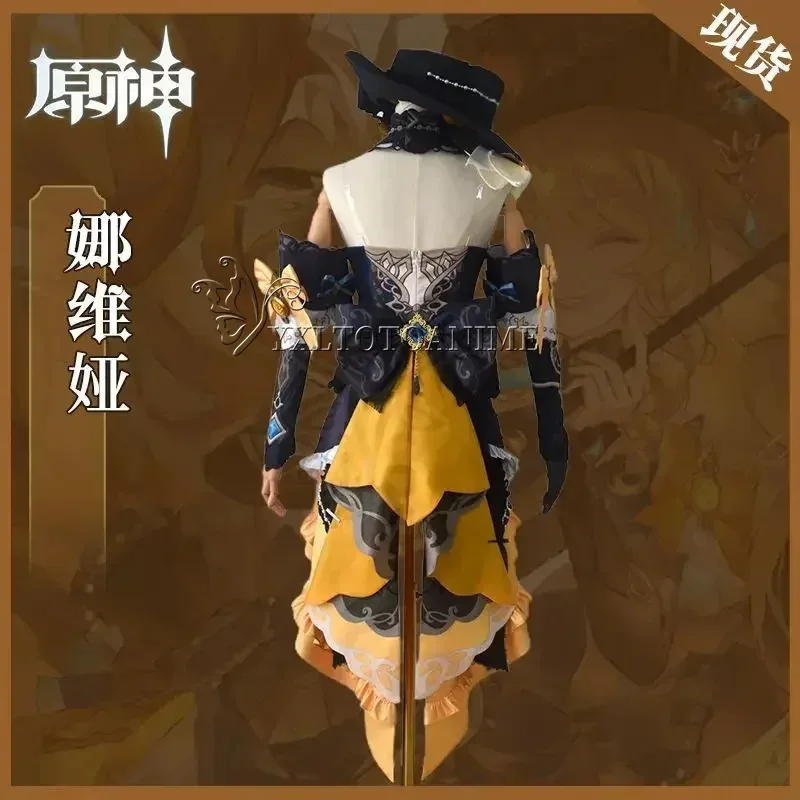 لعبة جينشين إمباكت نافيا أزياء تنكرية شعر مستعار فستان موحد فونتين سبينا دي روسولا قبعة أقراط قفازات قلادة حفلة