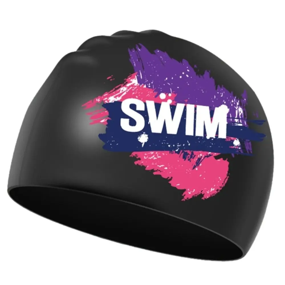 

Comfortable Bathing Caps Long Hair Silicone Letter Letter Swim Cap Elastic Diving Hat Swimming Caps Silicone Swimming Hat