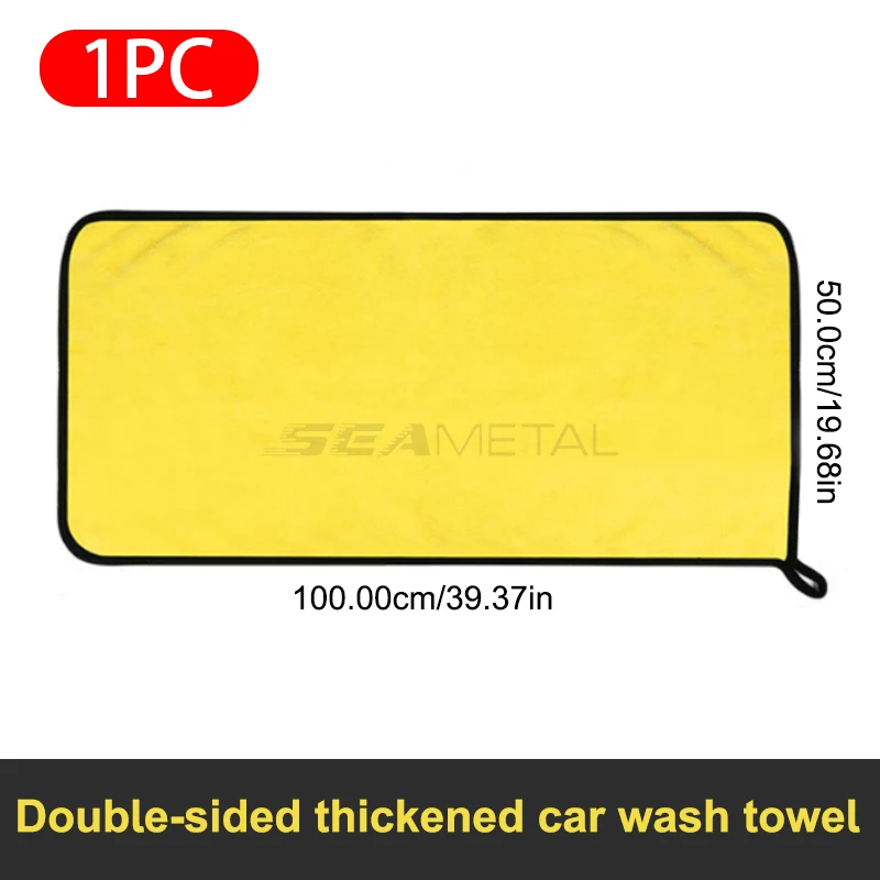 SEAMETAL Microfiber Autowashanddoek 400GSM Dubbelzijdig Koraal Fluwelen Schone Handdoeken Hoge Wateropname Wasstraat Droogdoek