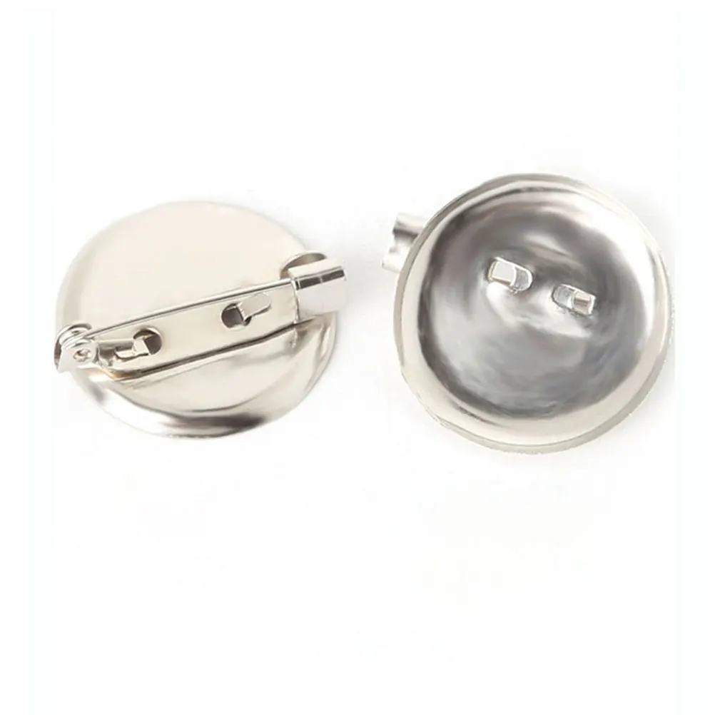 

100Pcs DIY Chest Pin Tray Alloy Base 20mm Round Brooch Base Time Glass Patch Badge Pin Accessories for Costume Decor Silver