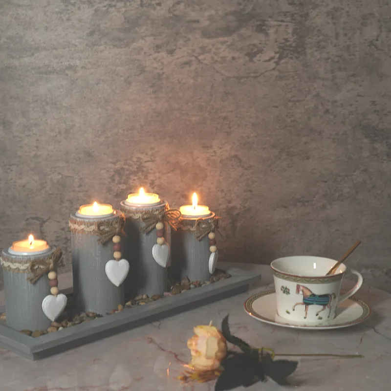 New Love Candle Holder Wooden Candle Ornament Candle Dinner Set Home Atmosphere Wooden Craftsmanship