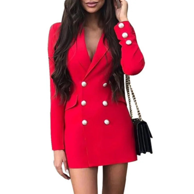 Women's Suit Top Short Skirt Casual Suit Commuter Holiday Spice Sweet Long Sleeve Red Dress Professional Dress  Color Comfort