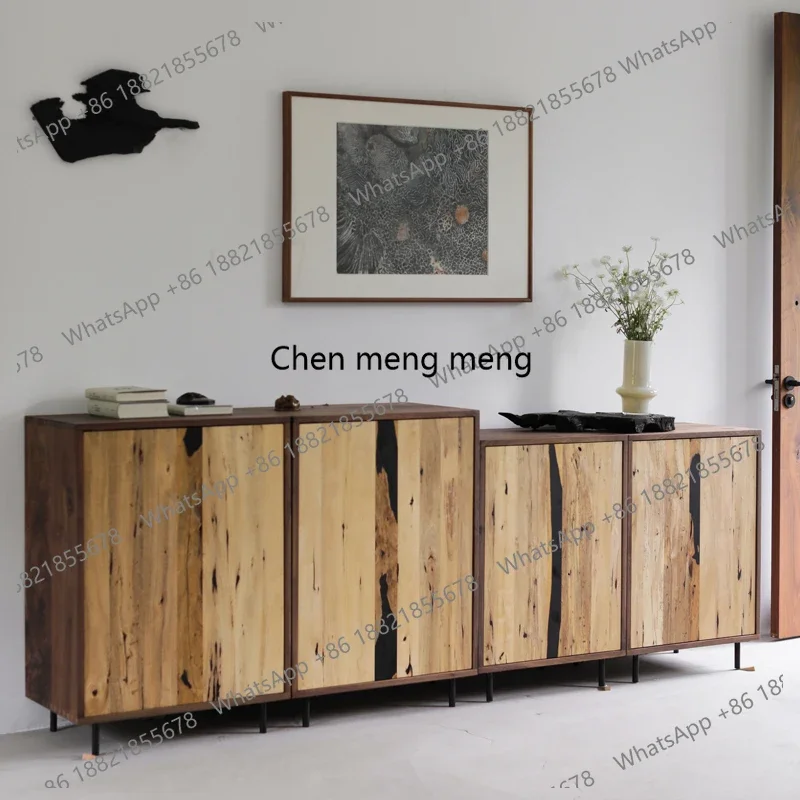 

H Thousand-faced side cabinet, storage, porch cabinet, foyer, wabi-sabi wind, modern simple solid wood