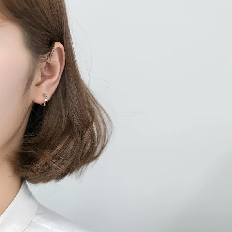 SOFTPIG Real 925 Sterling Silver Minimalist Twist Round Hoop Earrings For Fashion Women Party Fine Jewelry Punk Accessories