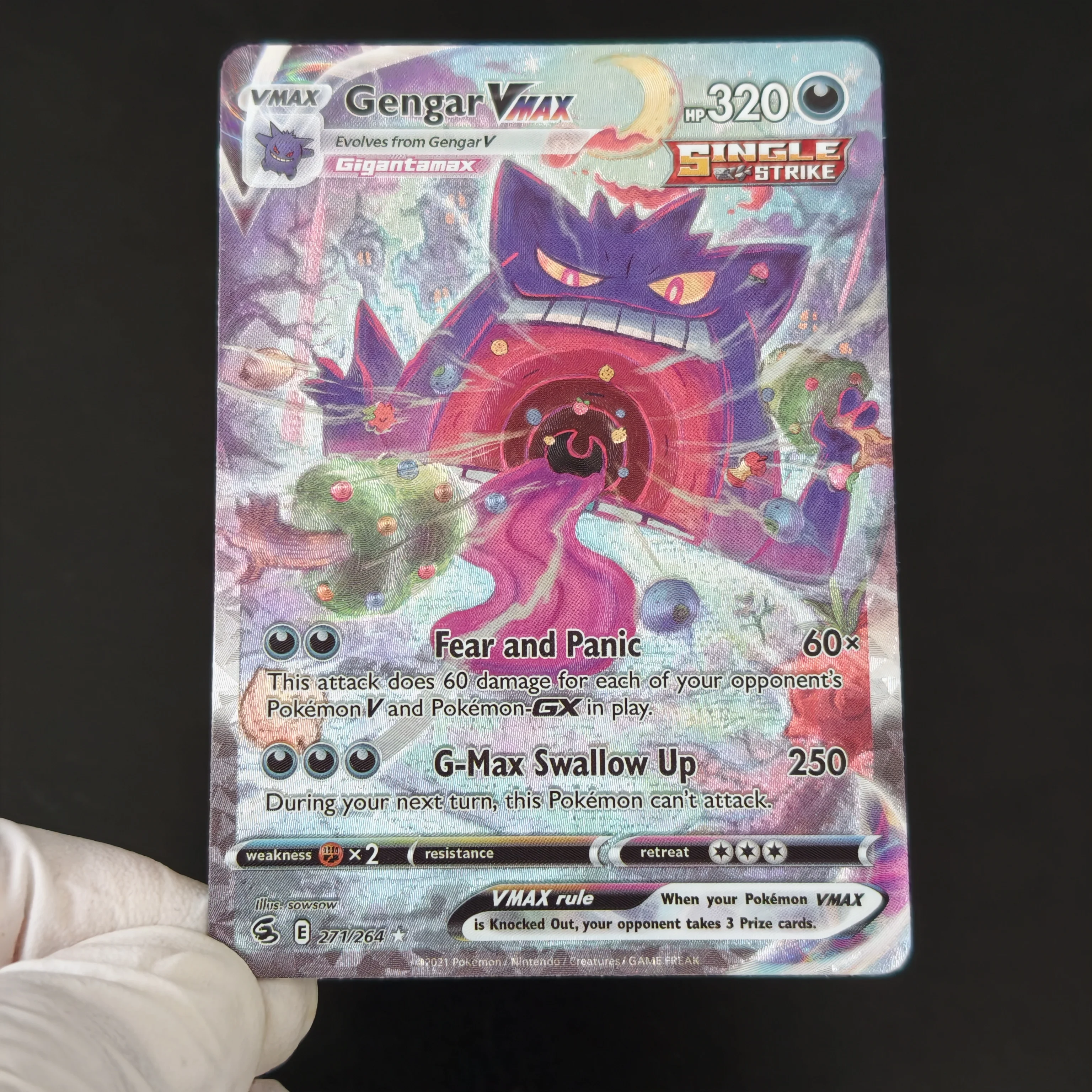 DIY English Pokemon Alternate Art Reshiram ex Zekrom ex Umbreon VMAX Gengar VMAX TCG Holo Flash Card Game Anime Cards Gift Toy view 5
