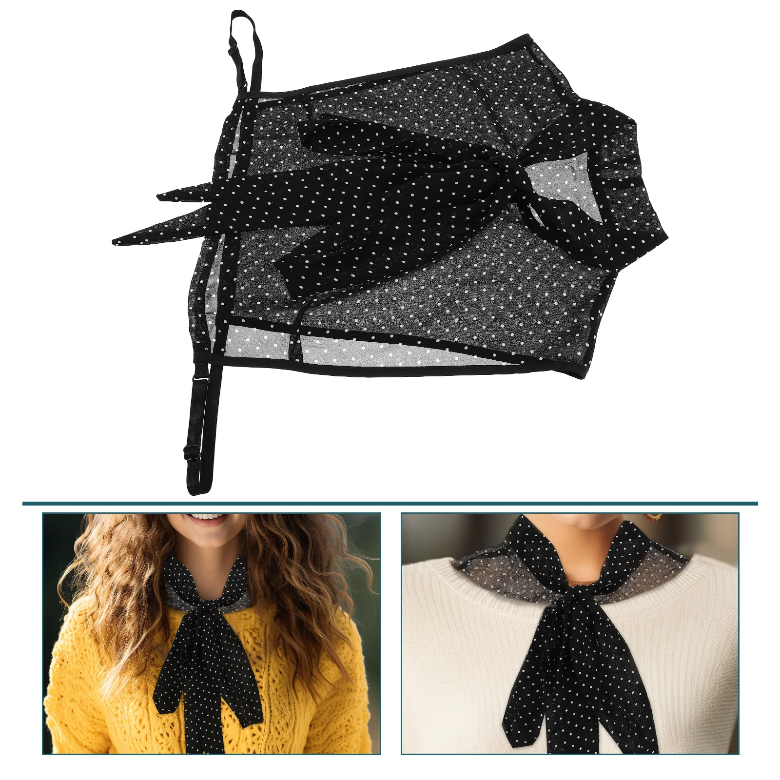 

Women's Detachable Half Shirt Black Lace Fake Collar Removable Blouse Insert Decorative Layering Collar for Elegant Style